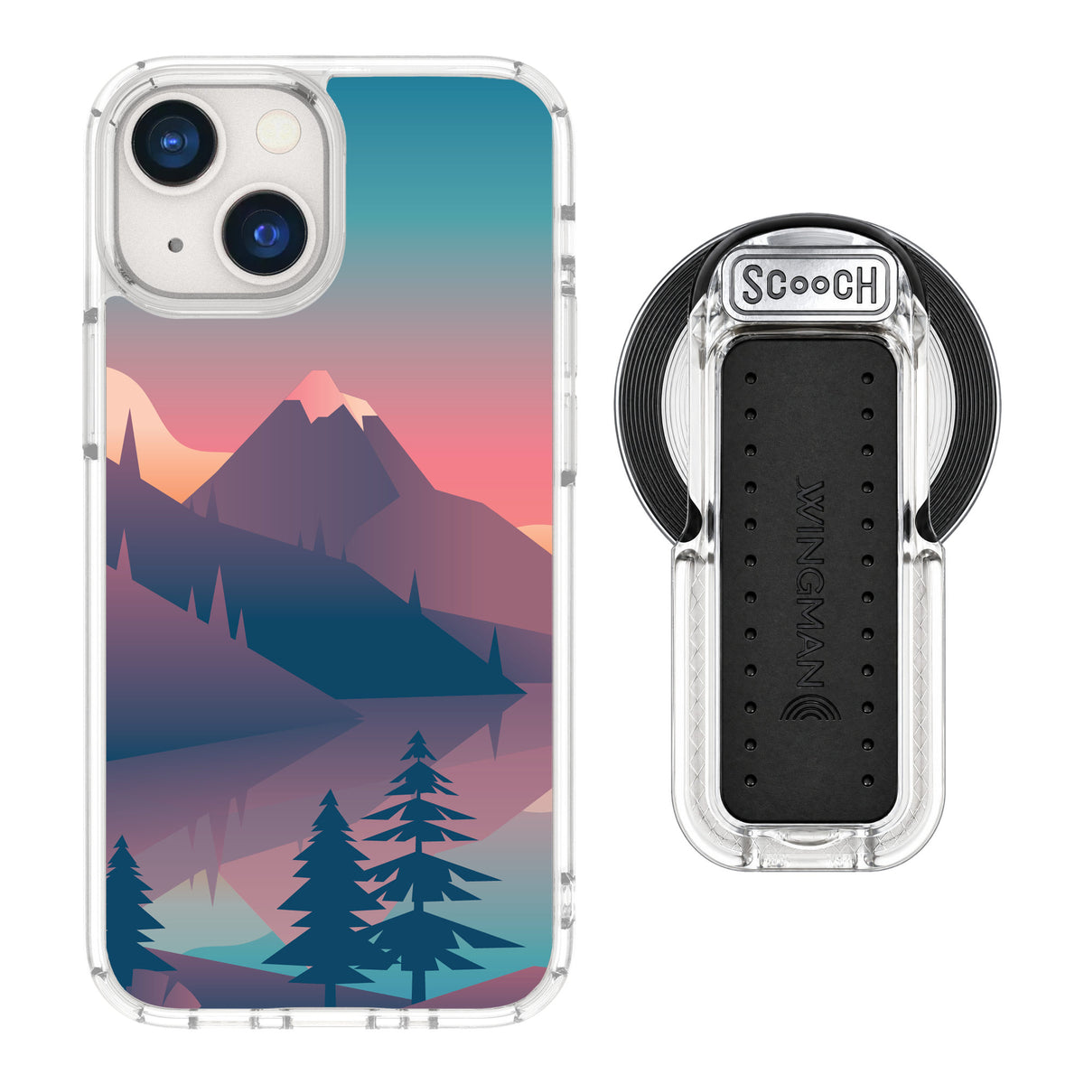Scooch MagCase Mountain Range for iPhone 13 mini — MagSafe Wingback Bundle - Clear
