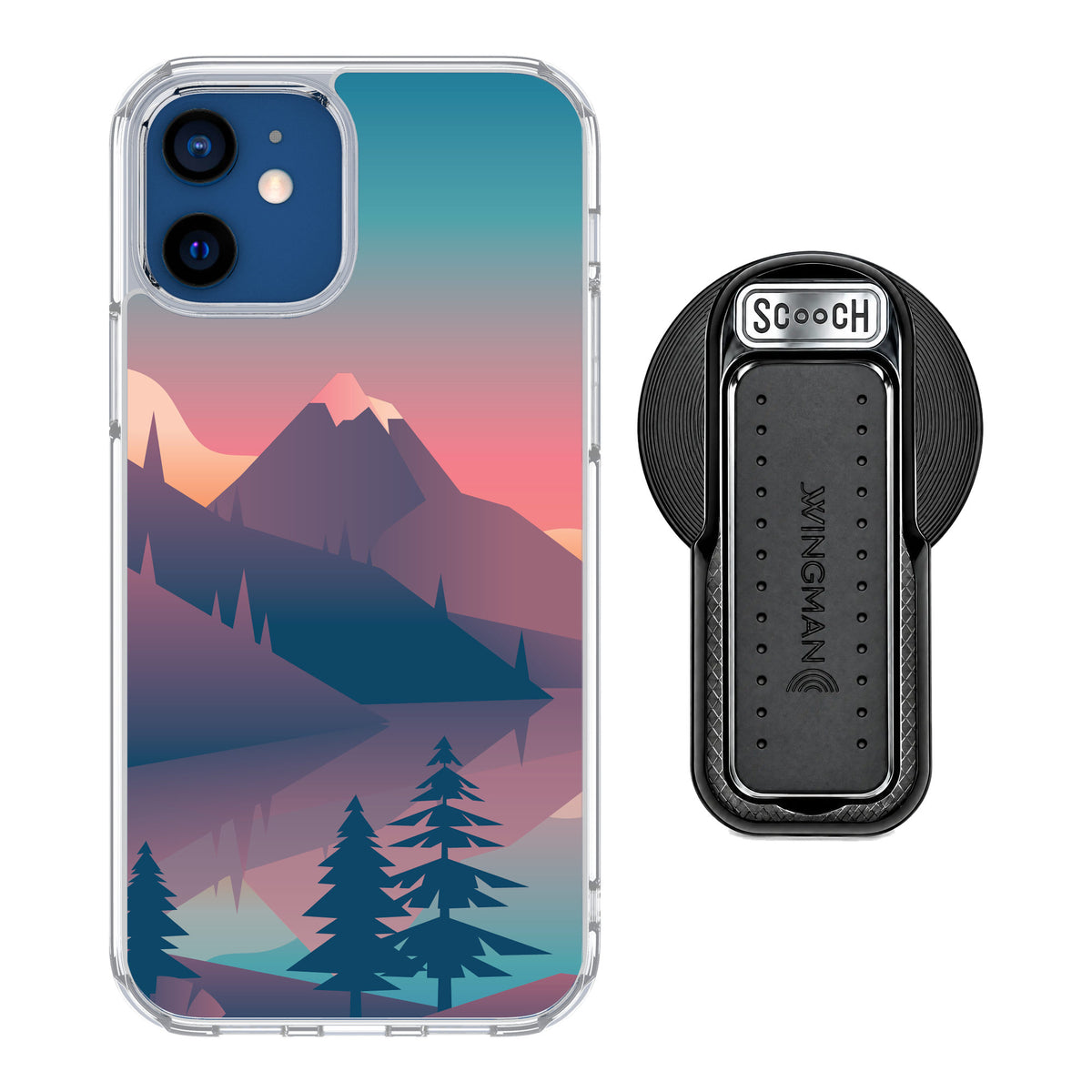 Scooch MagCase Mountain Range for iPhone 12 — MagSafe Wingback Bundle - Black