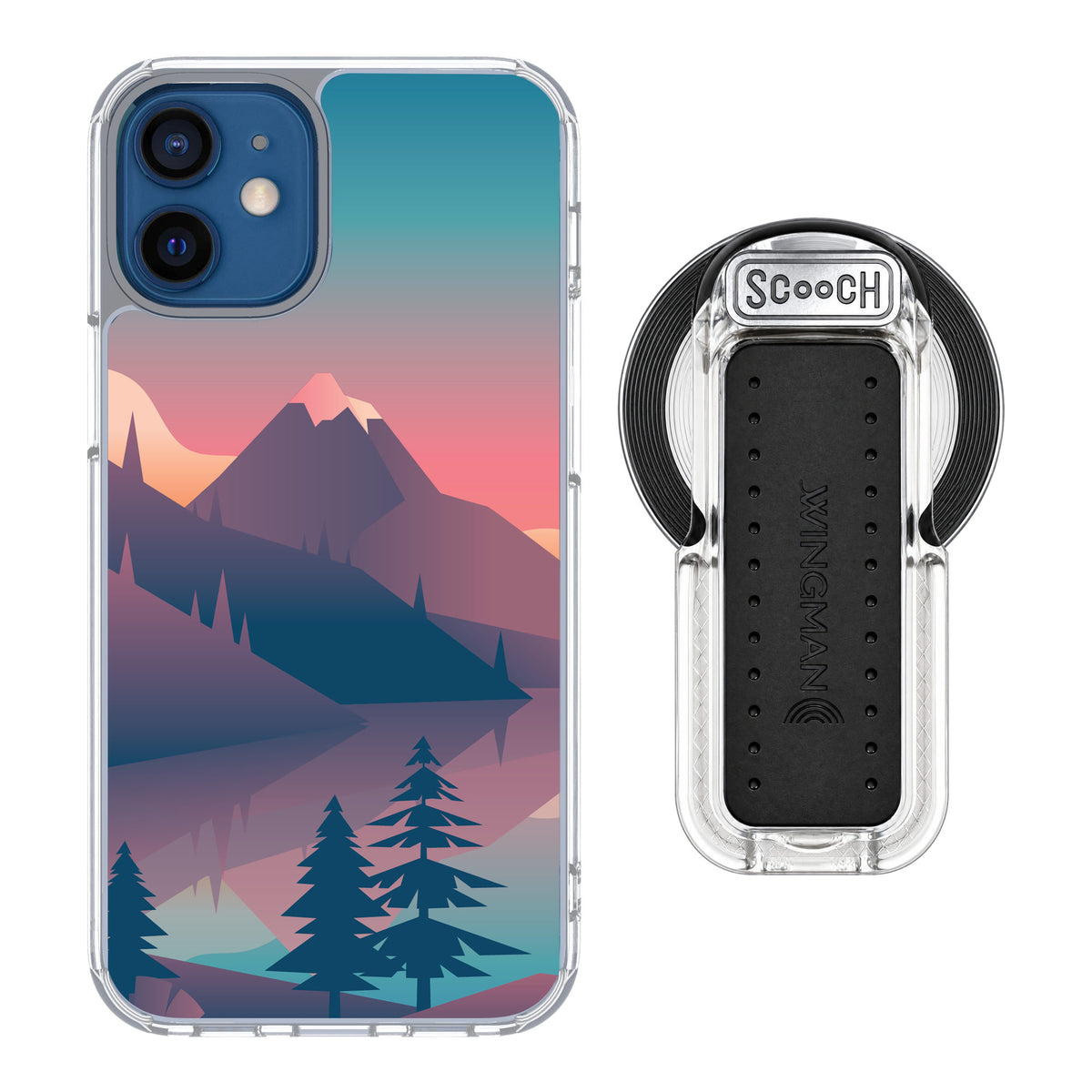 Scooch MagCase Mountain Range for iPhone 12 mini — MagSafe Wingback Bundle - Clear
