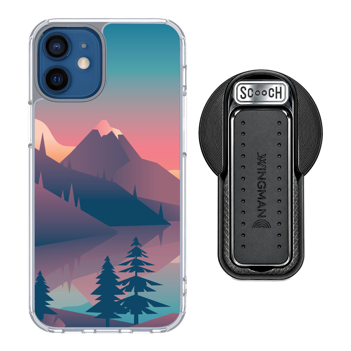 Scooch MagCase Mountain Range for iPhone 12 mini — MagSafe Wingback Bundle - Black