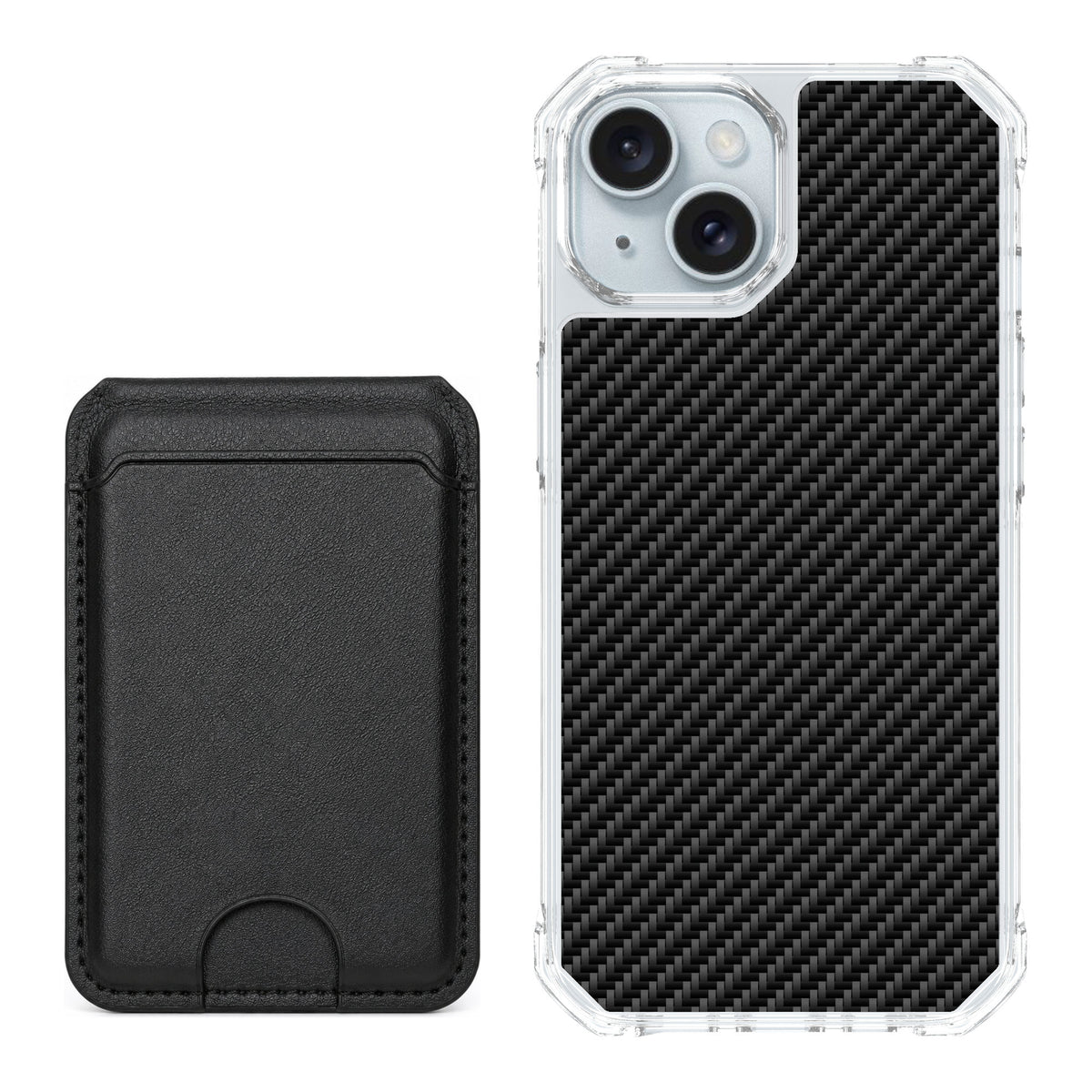 Scooch MagCase Carbon Fiber for iPhone 15 — Black MagWallet Bundle
