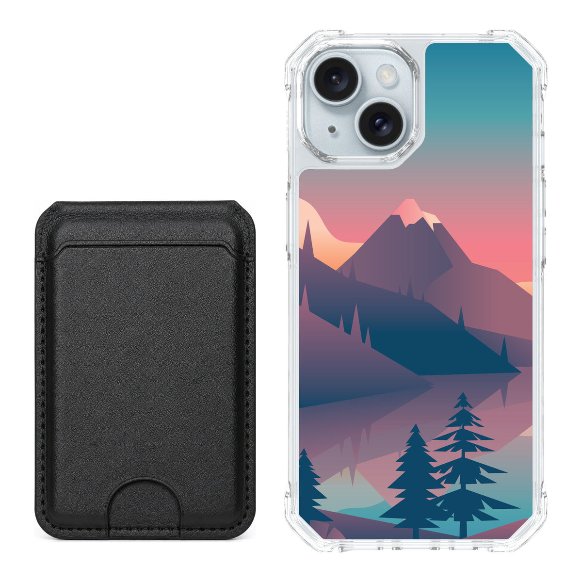 Scooch MagCase Mountain Range for iPhone 15 — Black MagWallet Bundle