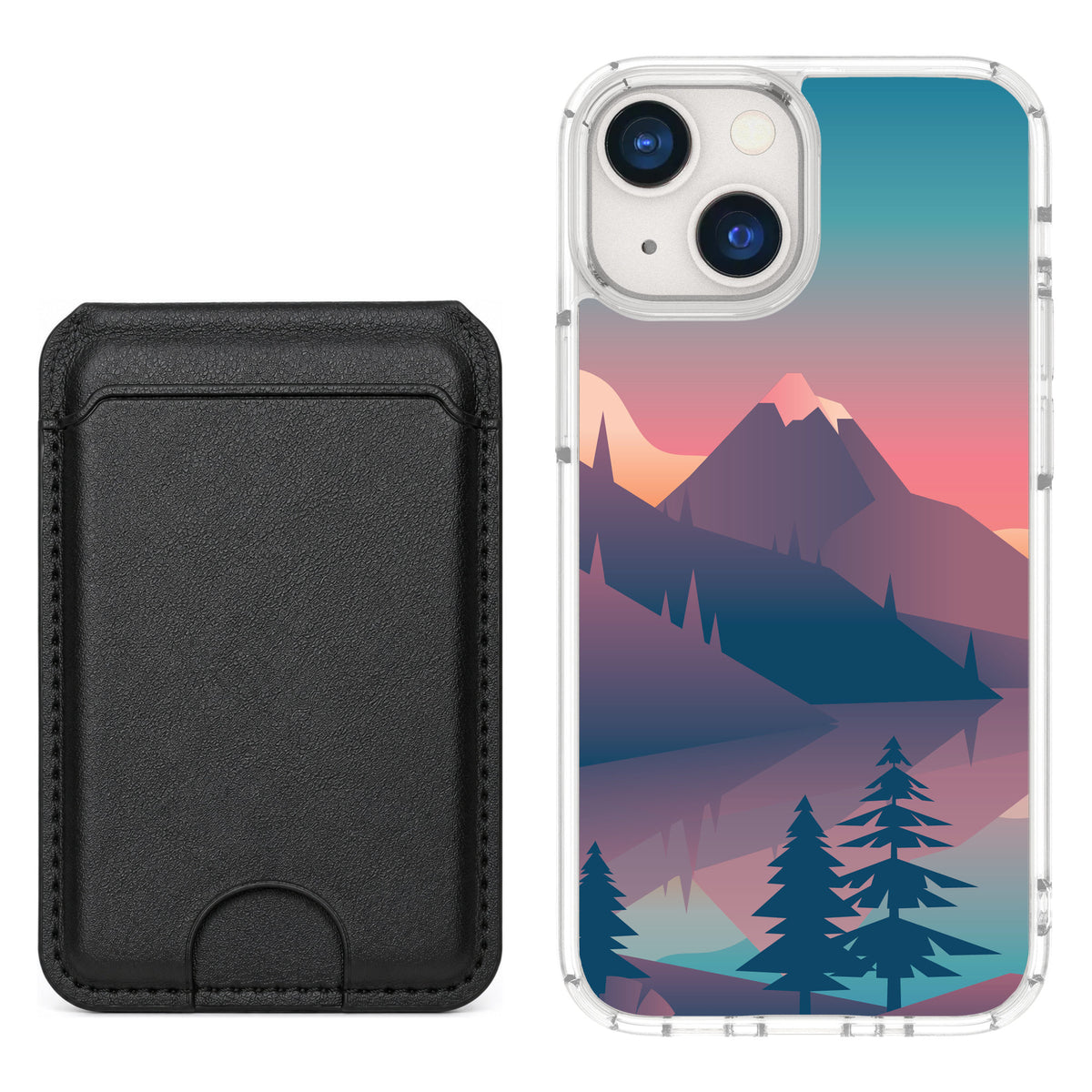 Scooch MagCase Mountain Range for iPhone 13 mini — Black MagWallet Bundle