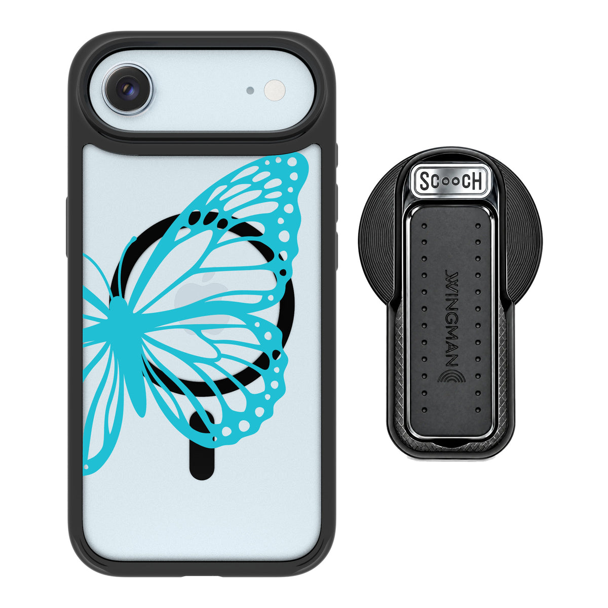 Scooch MagCase Azure Butterfly for iPhone Air — MagSafe Wingback Bundle - Black