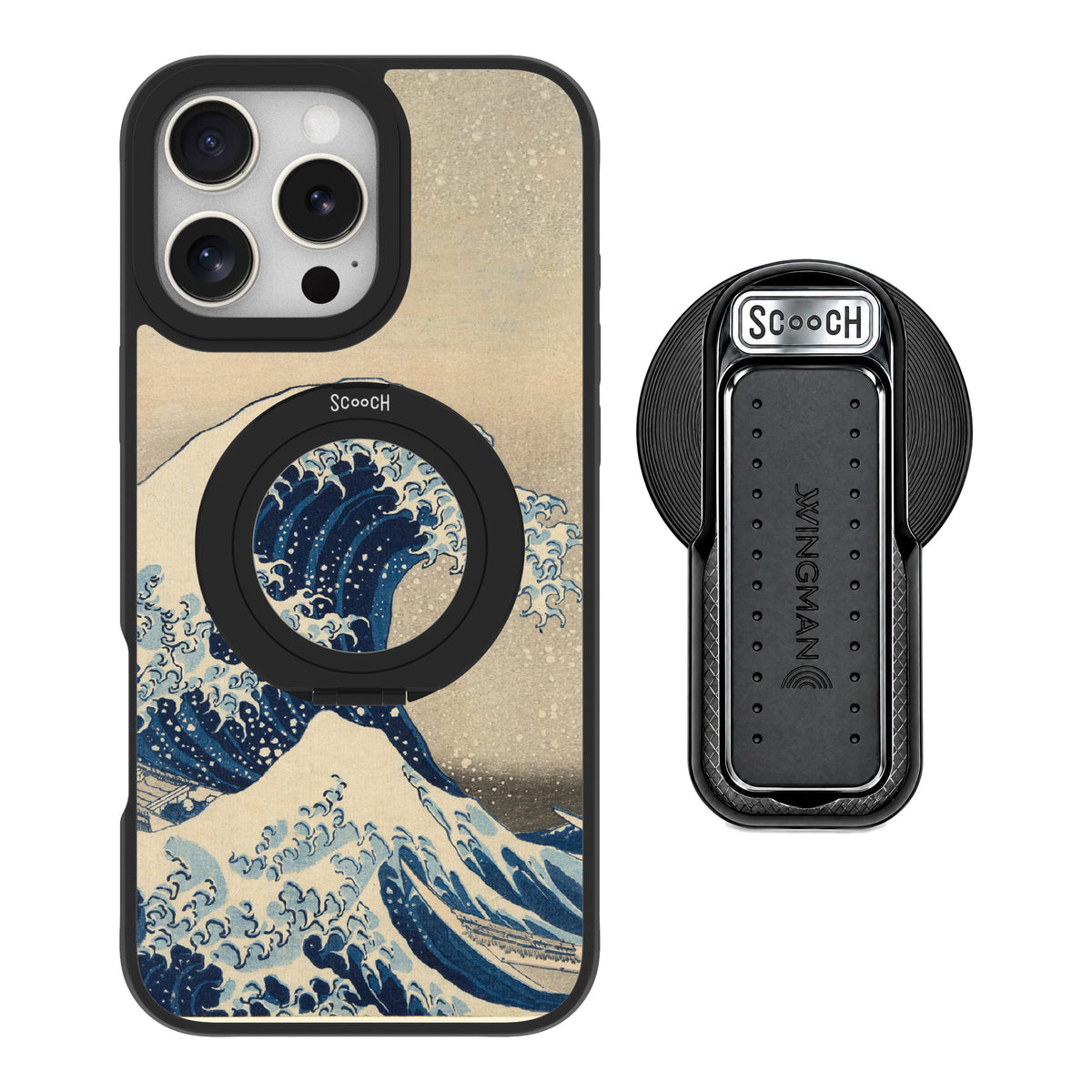 Scooch MagCase Great Wave for iPhone 16 Pro Max — MagSafe Wingback Bundle - Black