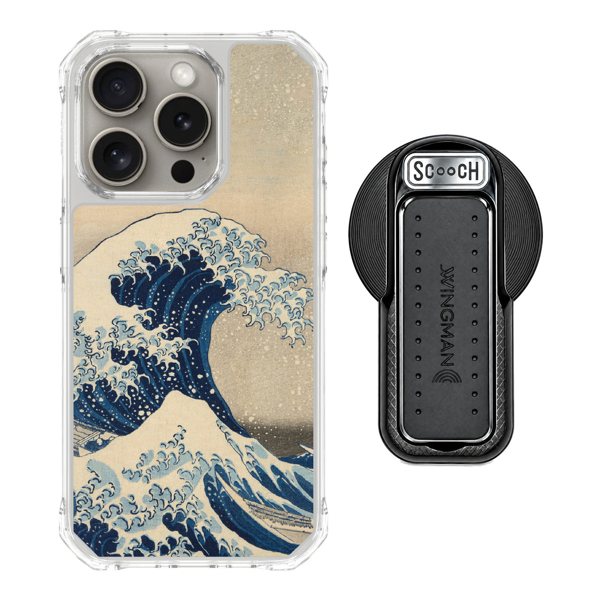 Scooch MagCase Great Wave for iPhone 15 Pro — MagSafe Wingback Bundle - Black