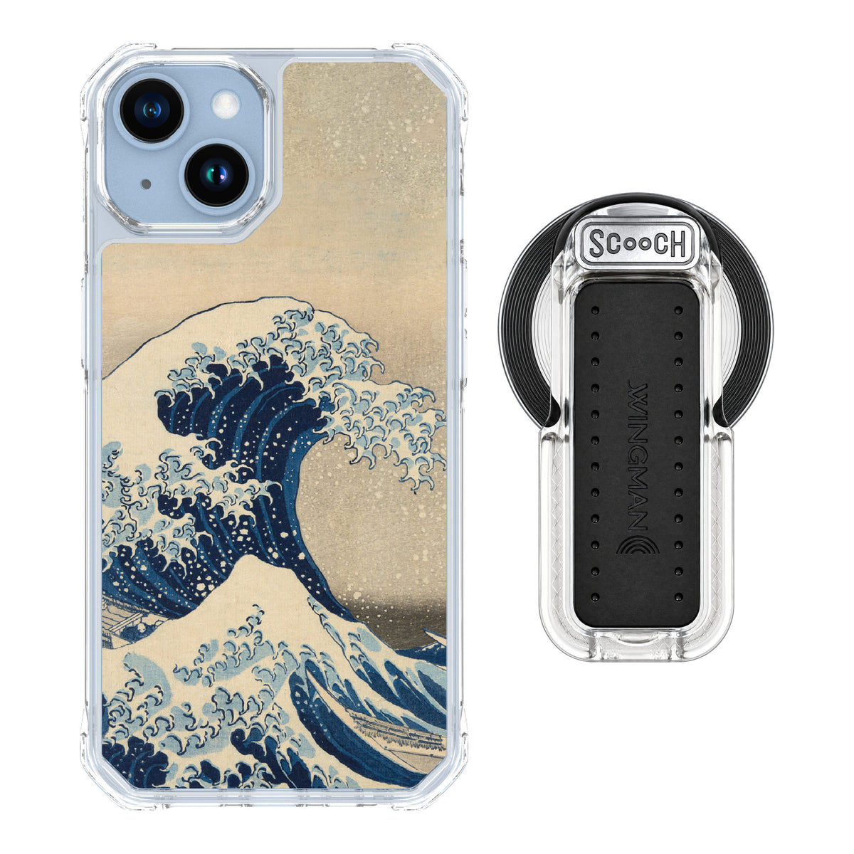 Scooch MagCase Great Wave for iPhone 14 — MagSafe Wingback Bundle - Clear