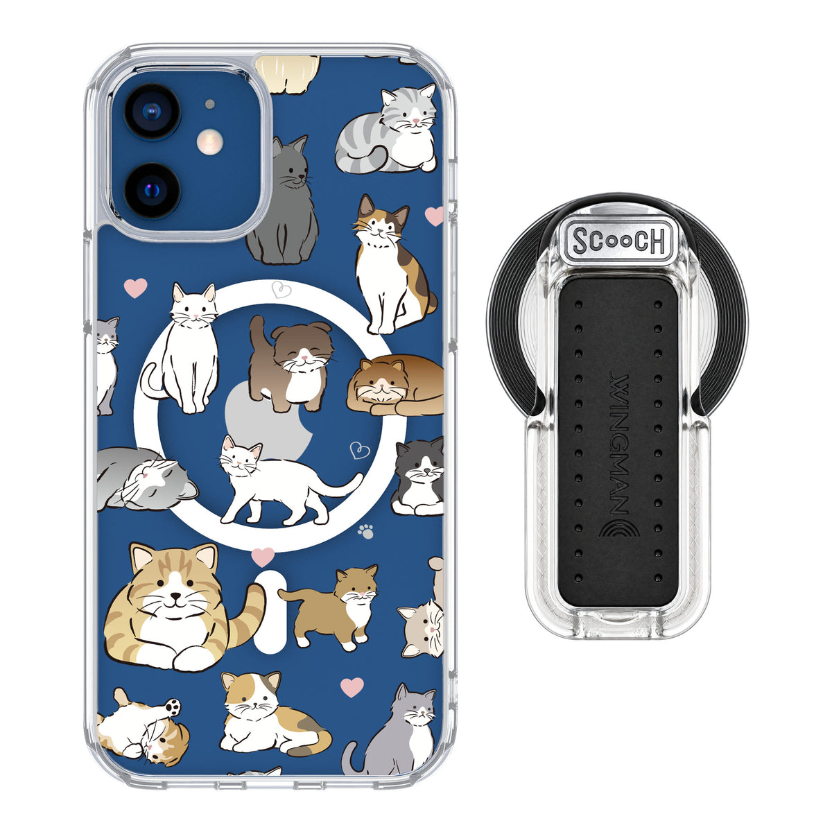 Scooch MagCase Cat Party for iPhone 12 — MagSafe Wingback Bundle - Clear