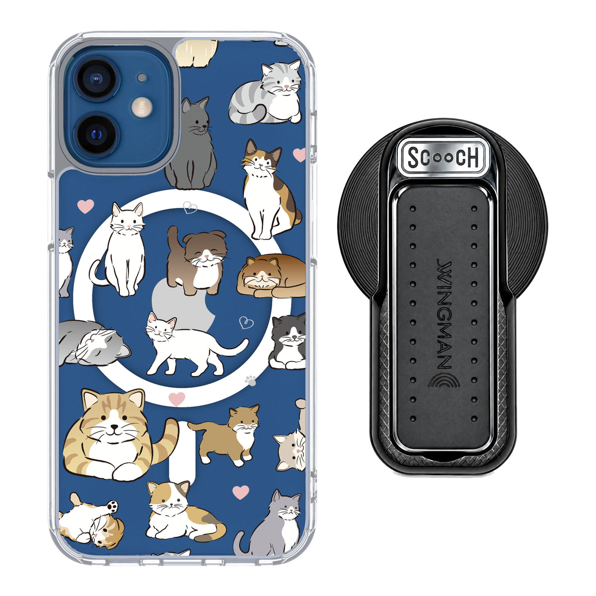 Scooch MagCase Cat Party for iPhone 12 mini — MagSafe Wingback Bundle - Black
