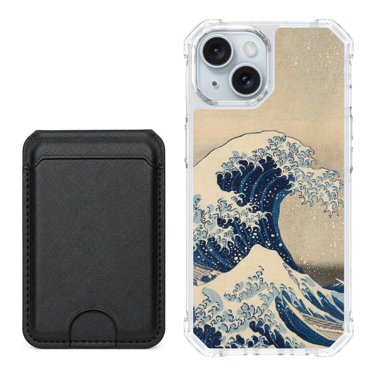 Scooch MagCase Great Wave for iPhone 15 — Black MagWallet Bundle