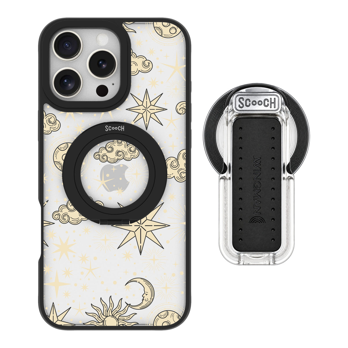 Scooch MagCase Celestial Sleep for iPhone 16 Pro Max — MagSafe Wingback Bundle - Clear