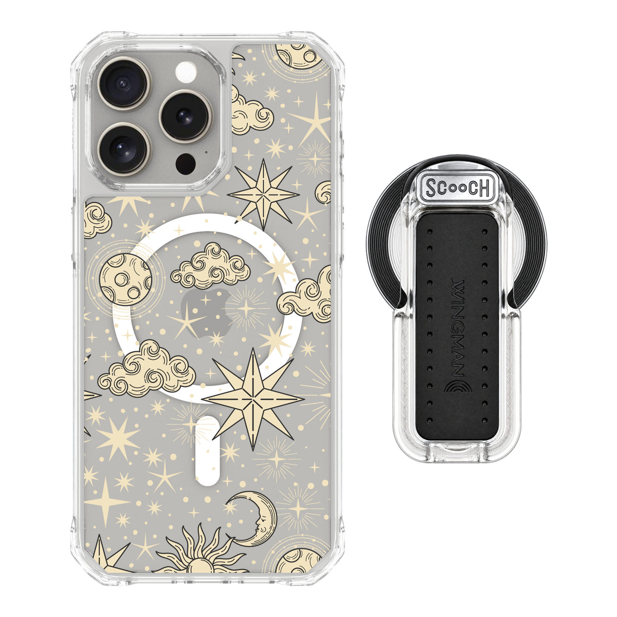 Scooch MagCase Celestial Sleep for iPhone 15 Pro Max — MagSafe Wingback Bundle - Clear