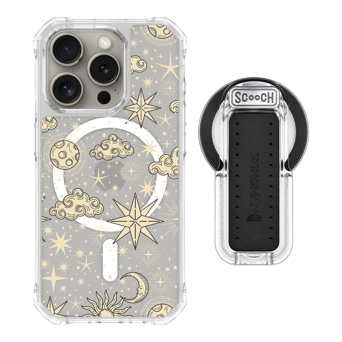 Scooch MagCase Celestial Sleep for iPhone 15 Pro — MagSafe Wingback Bundle - Clear