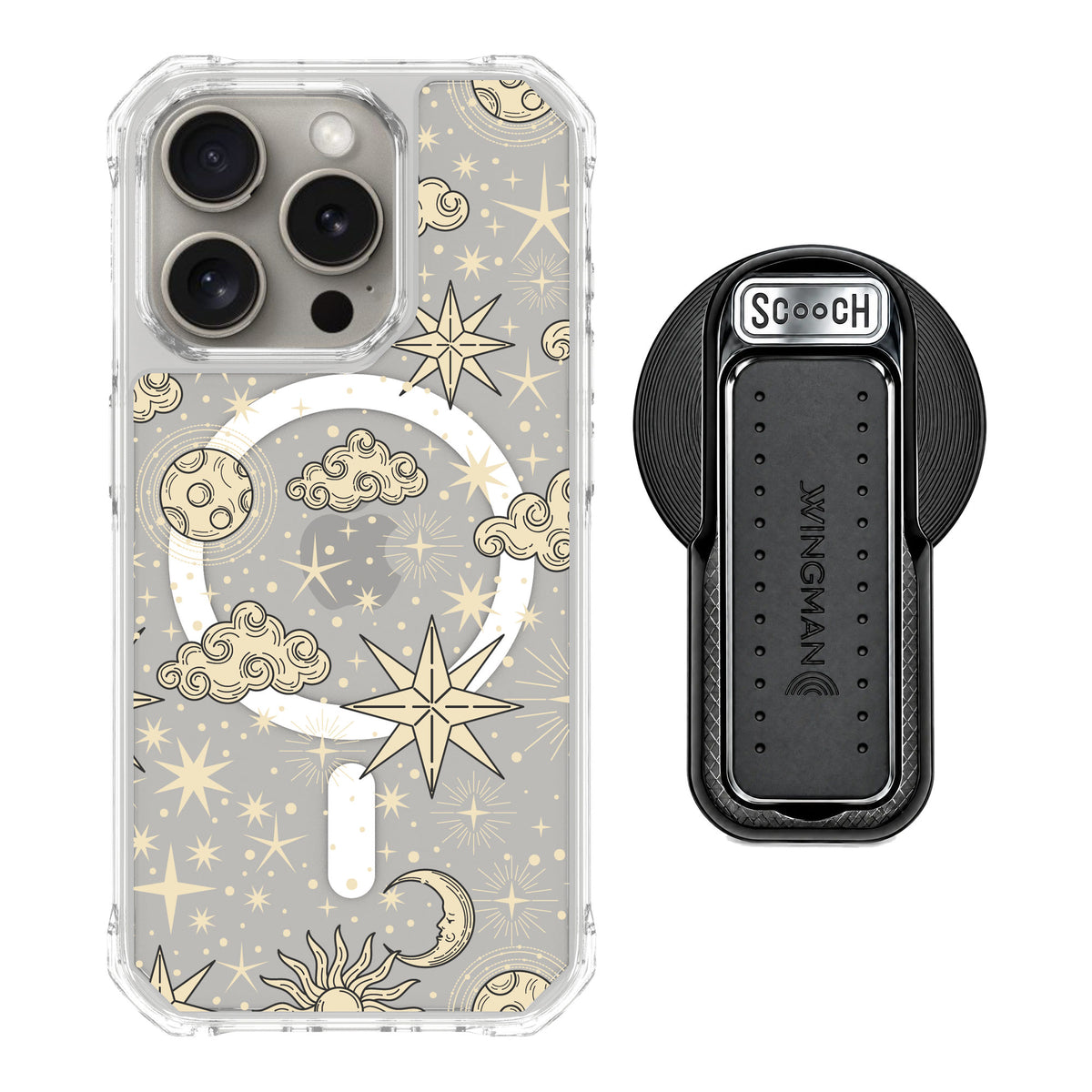 Scooch MagCase Celestial Sleep for iPhone 15 Pro — MagSafe Wingback Bundle - Black