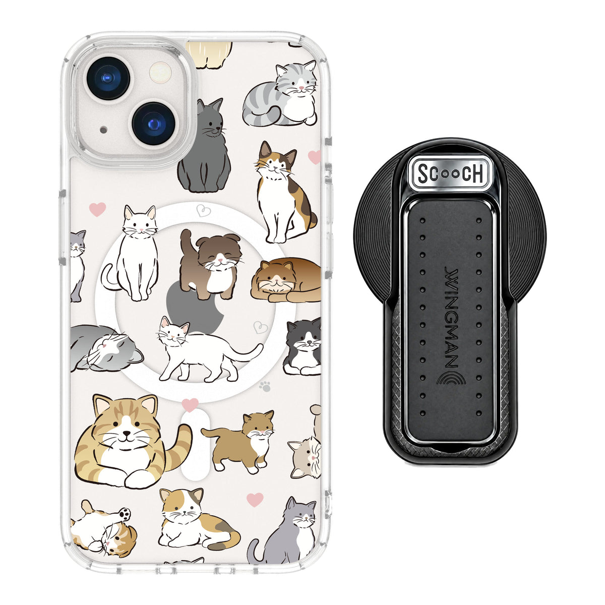 Scooch MagCase Cat Party for iPhone 13 — MagSafe Wingback Bundle - Black