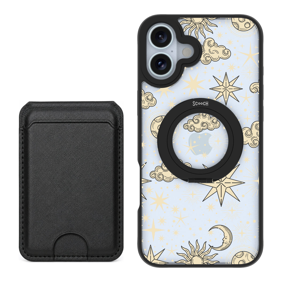 Scooch MagCase Celestial Sleep for iPhone 16 Plus — Black MagWallet Bundle