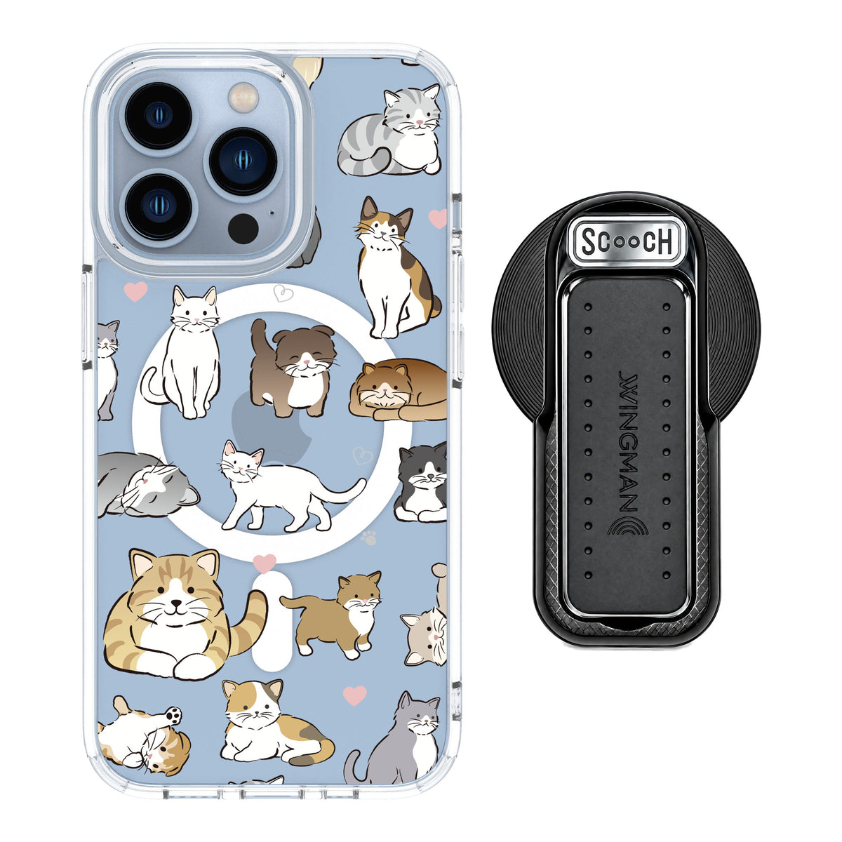 Scooch MagCase Cat Party for iPhone 13 Pro — MagSafe Wingback Bundle - Black