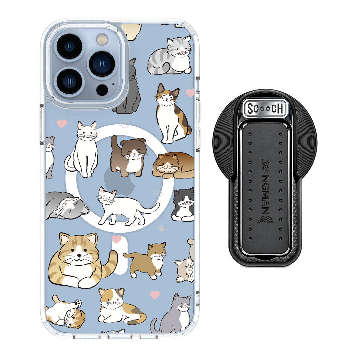 Scooch MagCase Cat Party for iPhone 13 Pro Max — MagSafe Wingback Bundle - Black