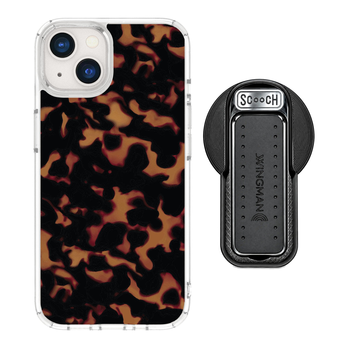 Scooch MagCase Tortoise Shell for iPhone 13 — MagSafe Wingback Bundle - Black