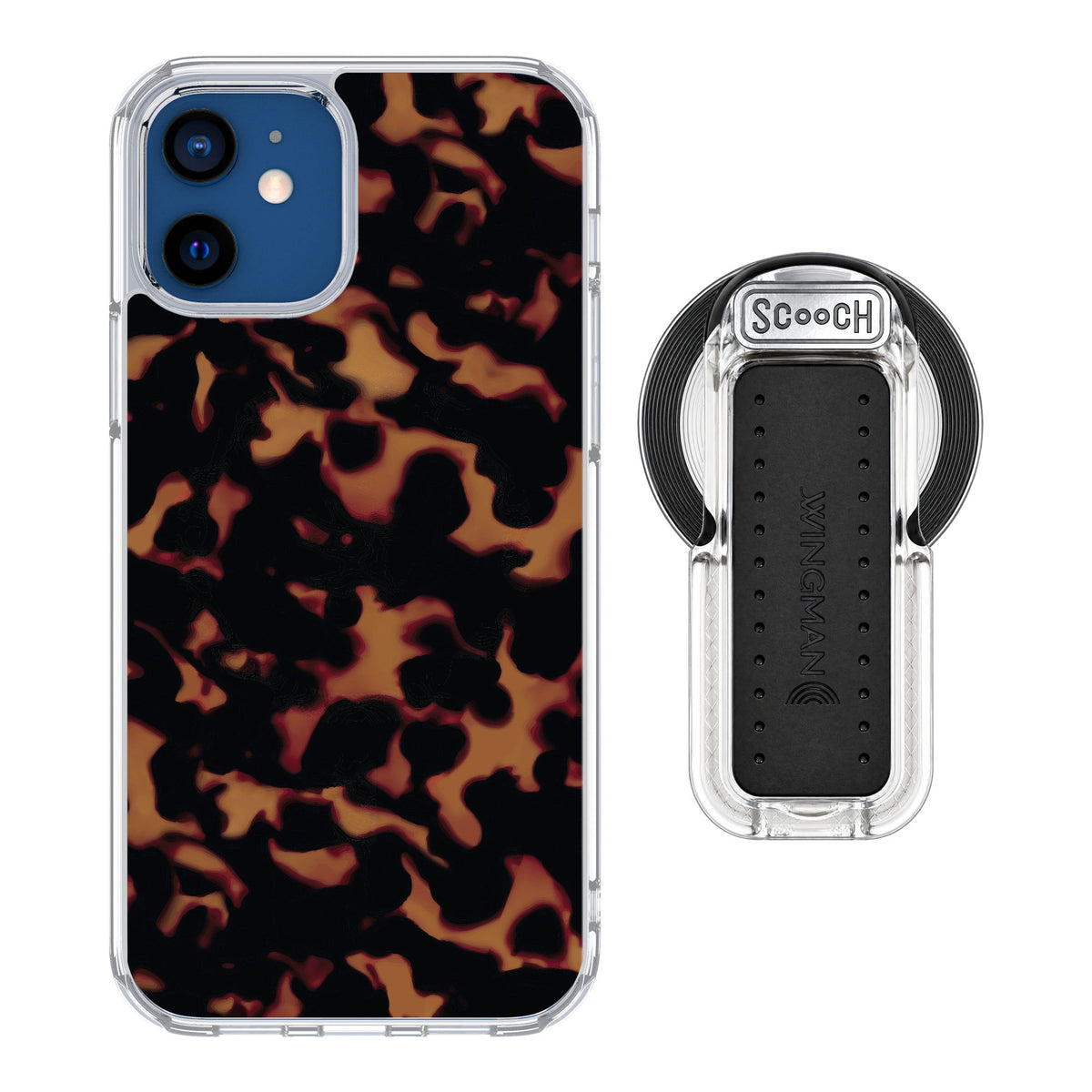 Scooch MagCase Tortoise Shell for iPhone 12 — MagSafe Wingback Bundle - Clear