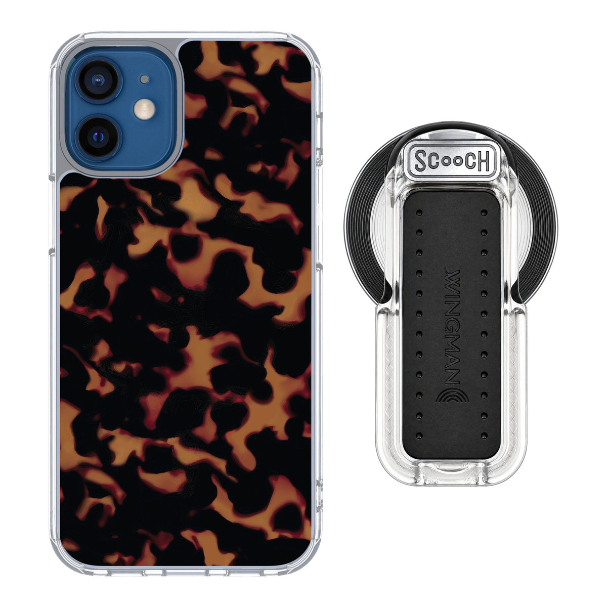 Scooch MagCase Tortoise Shell for iPhone 12 mini — MagSafe Wingback Bundle - Clear