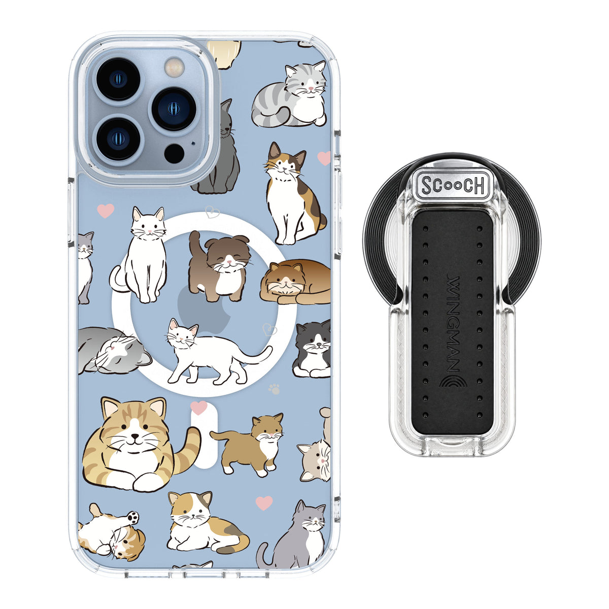 Scooch MagCase Cat Party for iPhone 13 Pro Max — MagSafe Wingback Bundle - Clear