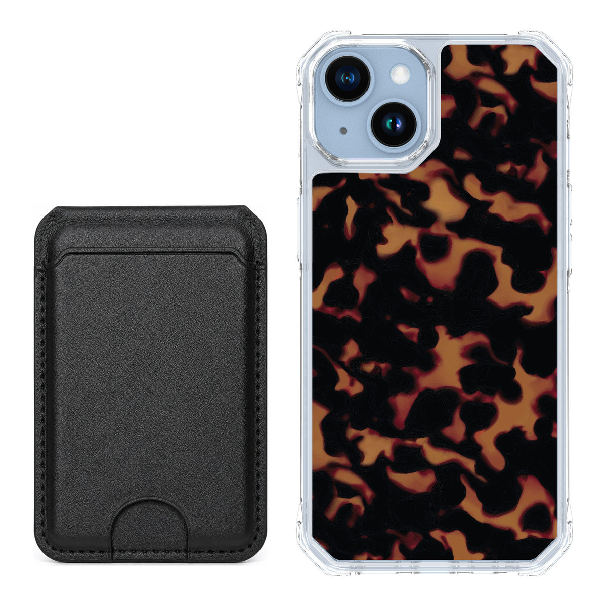 Scooch MagCase Tortoise Shell for iPhone 14 — Black MagWallet Bundle