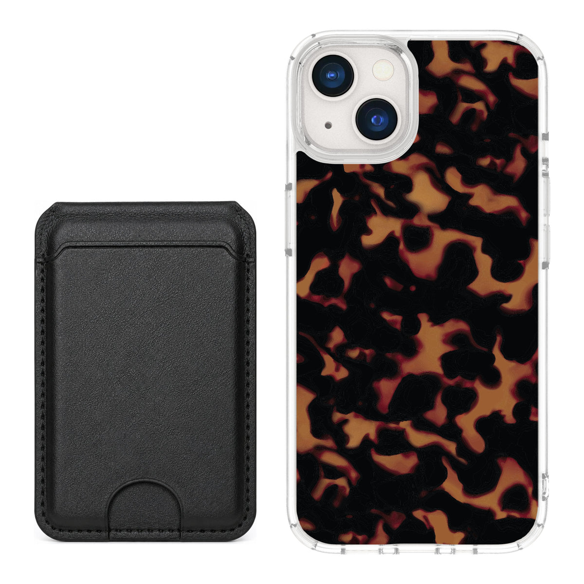 Scooch MagCase Tortoise Shell for iPhone 13 — Black MagWallet Bundle