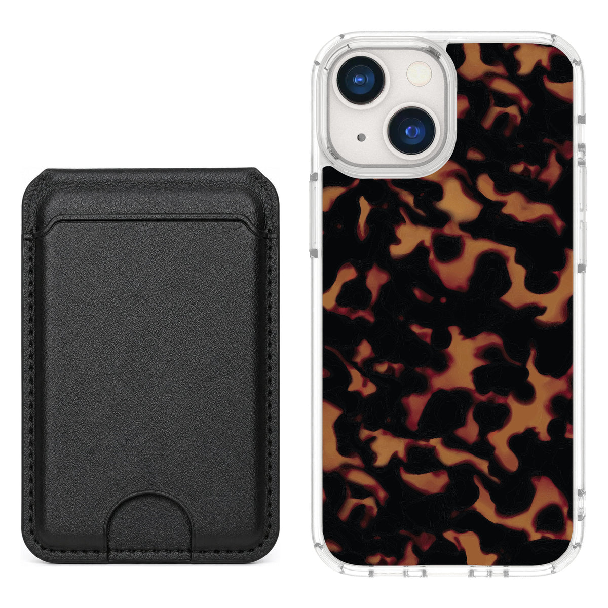 Scooch MagCase Tortoise Shell for iPhone 13 mini — Black MagWallet Bundle