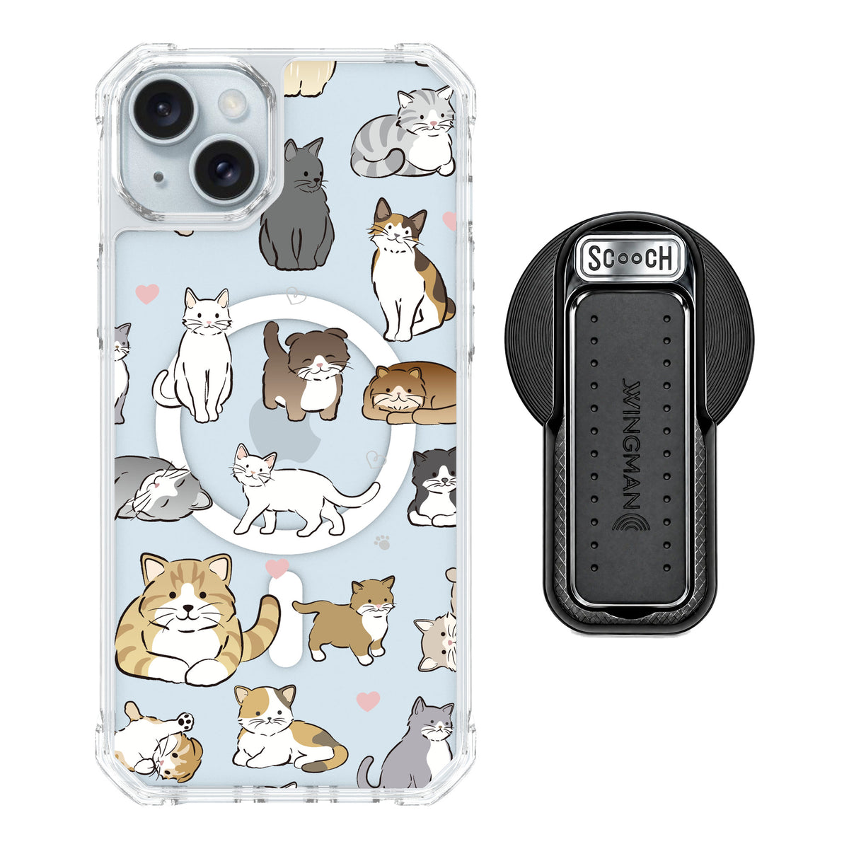 Scooch MagCase Cat Party for iPhone 14 Plus — MagSafe Wingback Bundle - Black