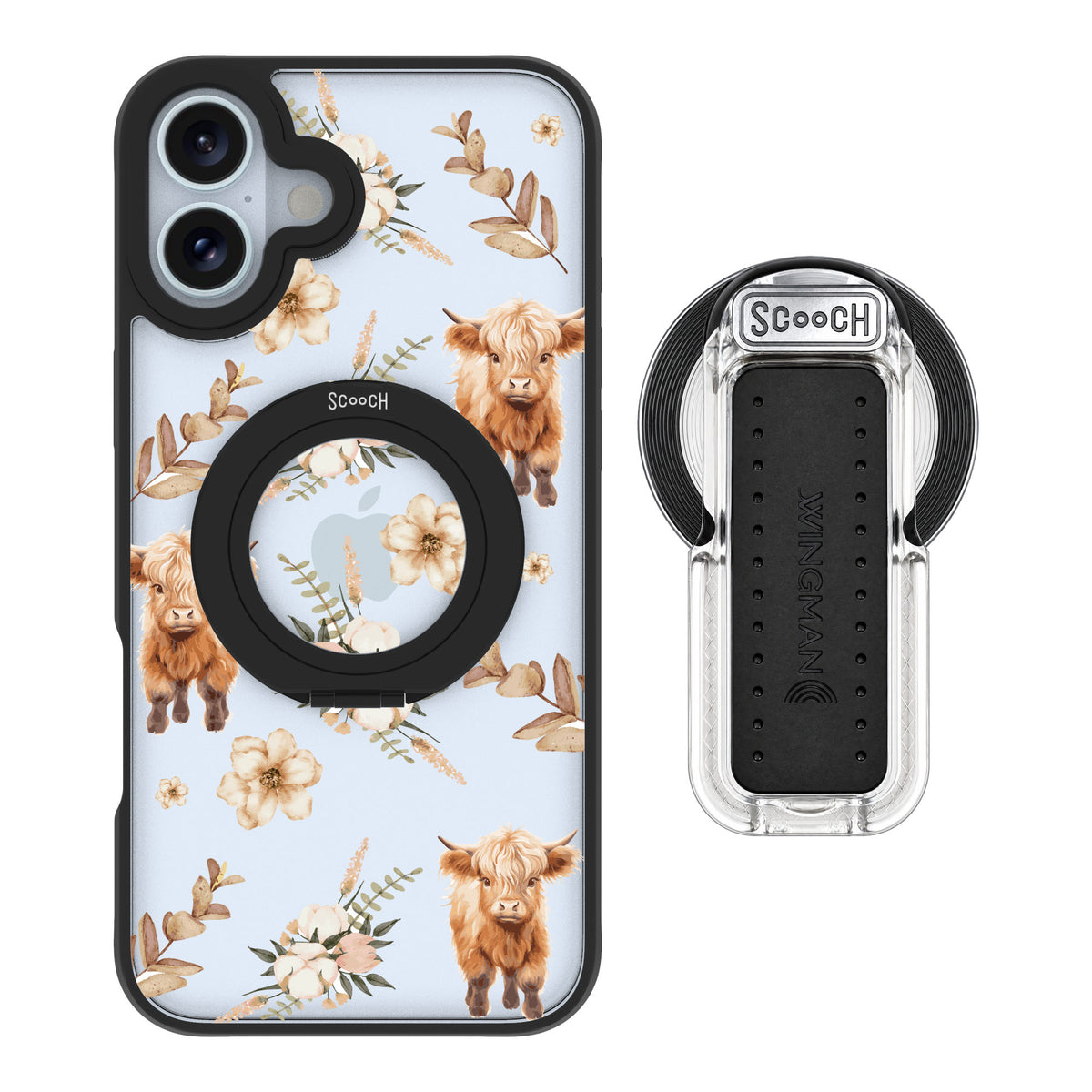 Scooch MagCase Baby Cow for iPhone 16 Plus — MagSafe Wingback Bundle - Clear