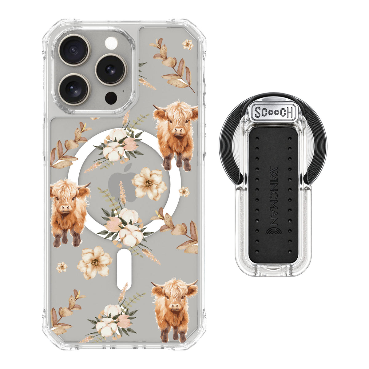 Scooch MagCase Baby Cow for iPhone 15 Pro Max — MagSafe Wingback Bundle - Clear