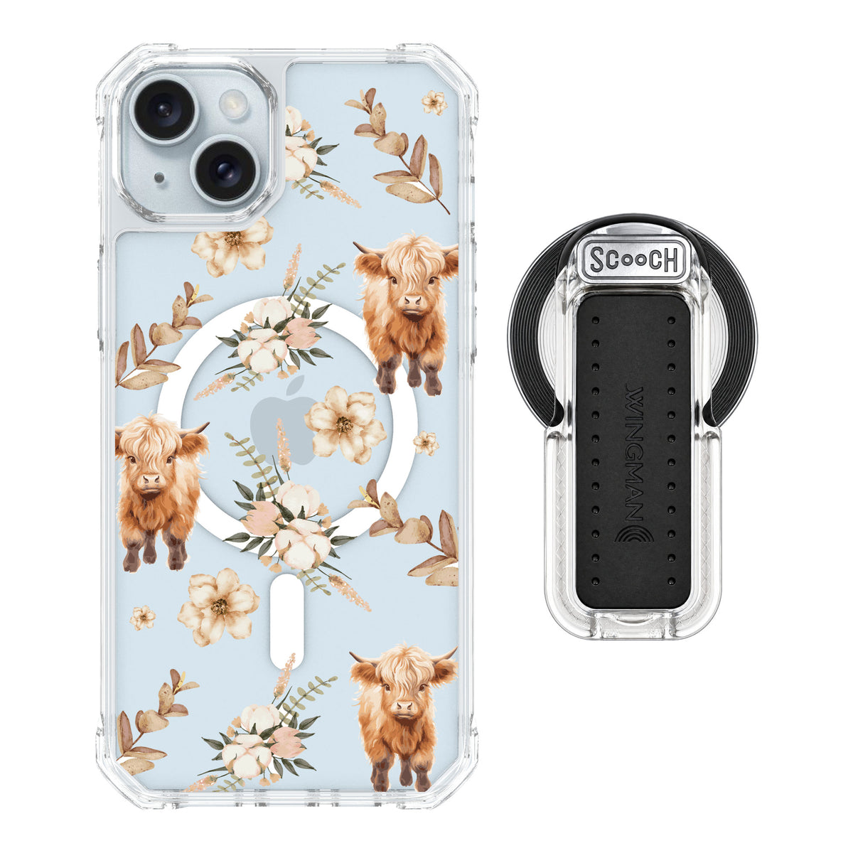 Scooch MagCase Baby Cow for iPhone 15 Plus — MagSafe Wingback Bundle - Clear