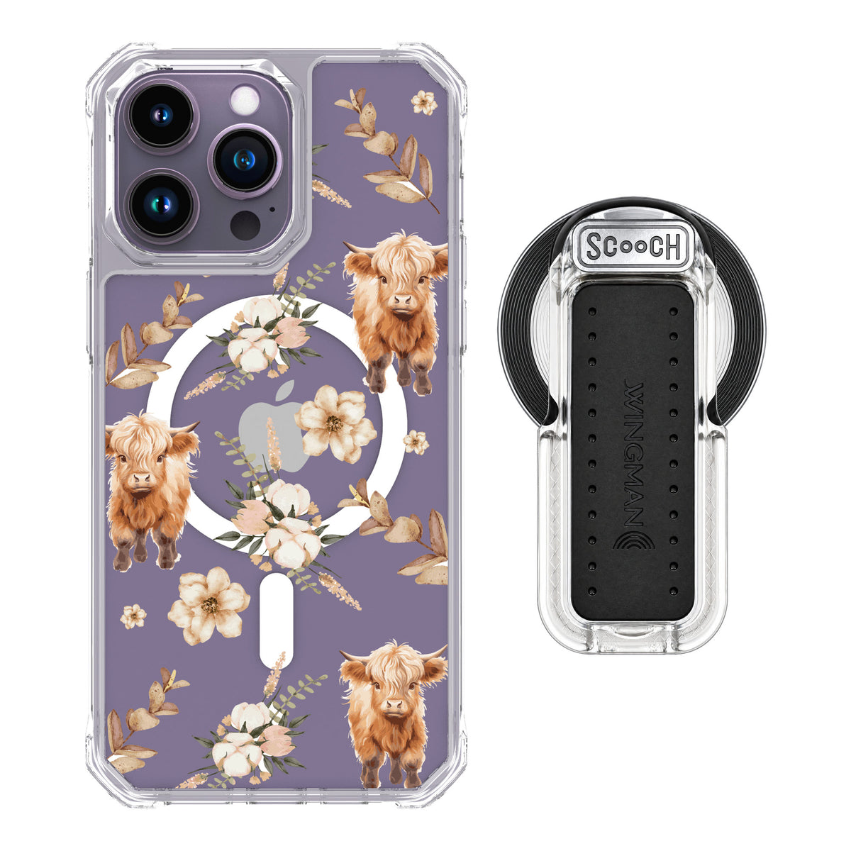 Scooch MagCase Baby Cow for iPhone 14 Pro Max — MagSafe Wingback Bundle - Clear