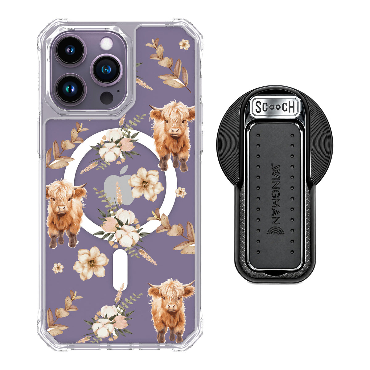 Scooch MagCase Baby Cow for iPhone 14 Pro Max — MagSafe Wingback Bundle - Black
