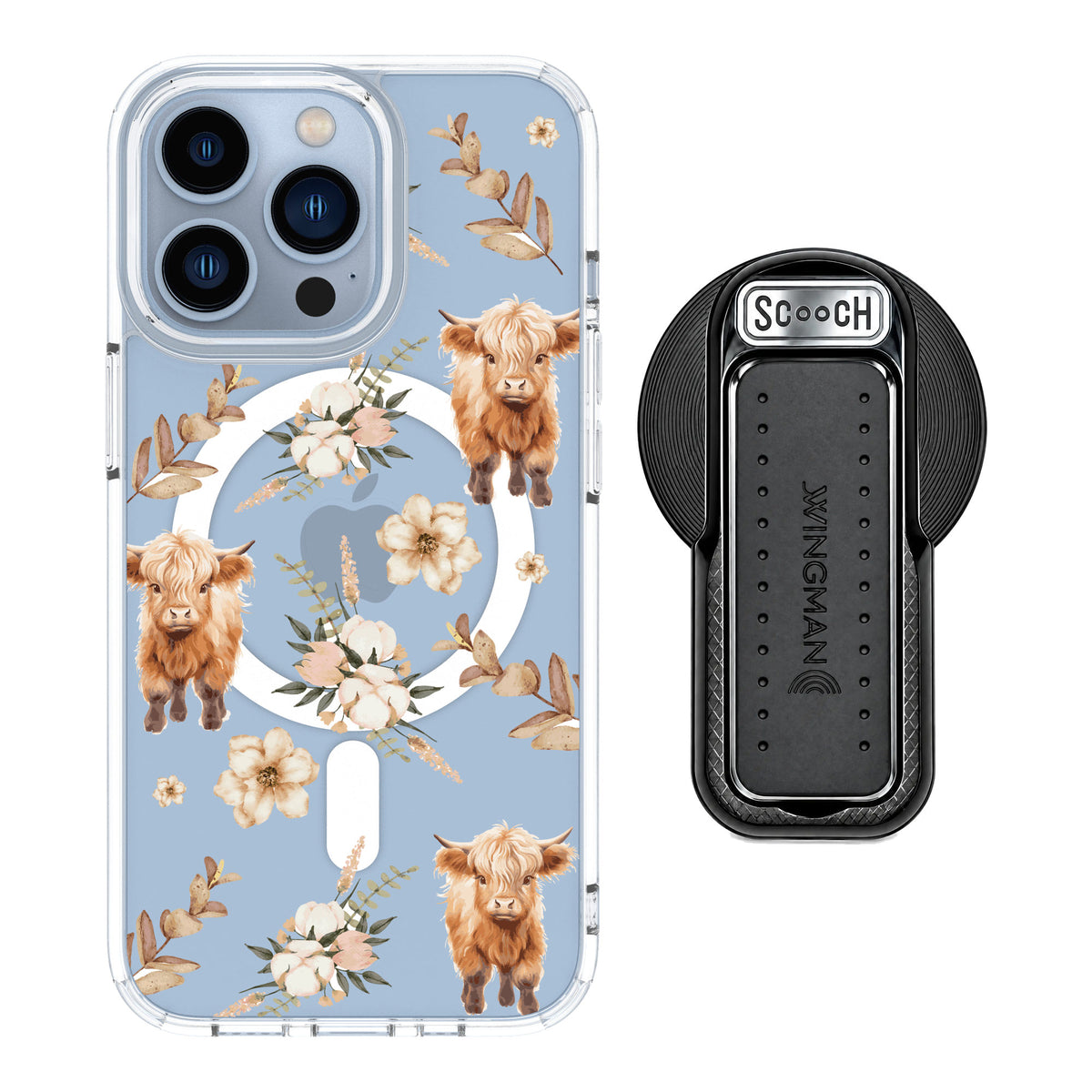 Scooch MagCase Baby Cow for iPhone 13 Pro — MagSafe Wingback Bundle - Black