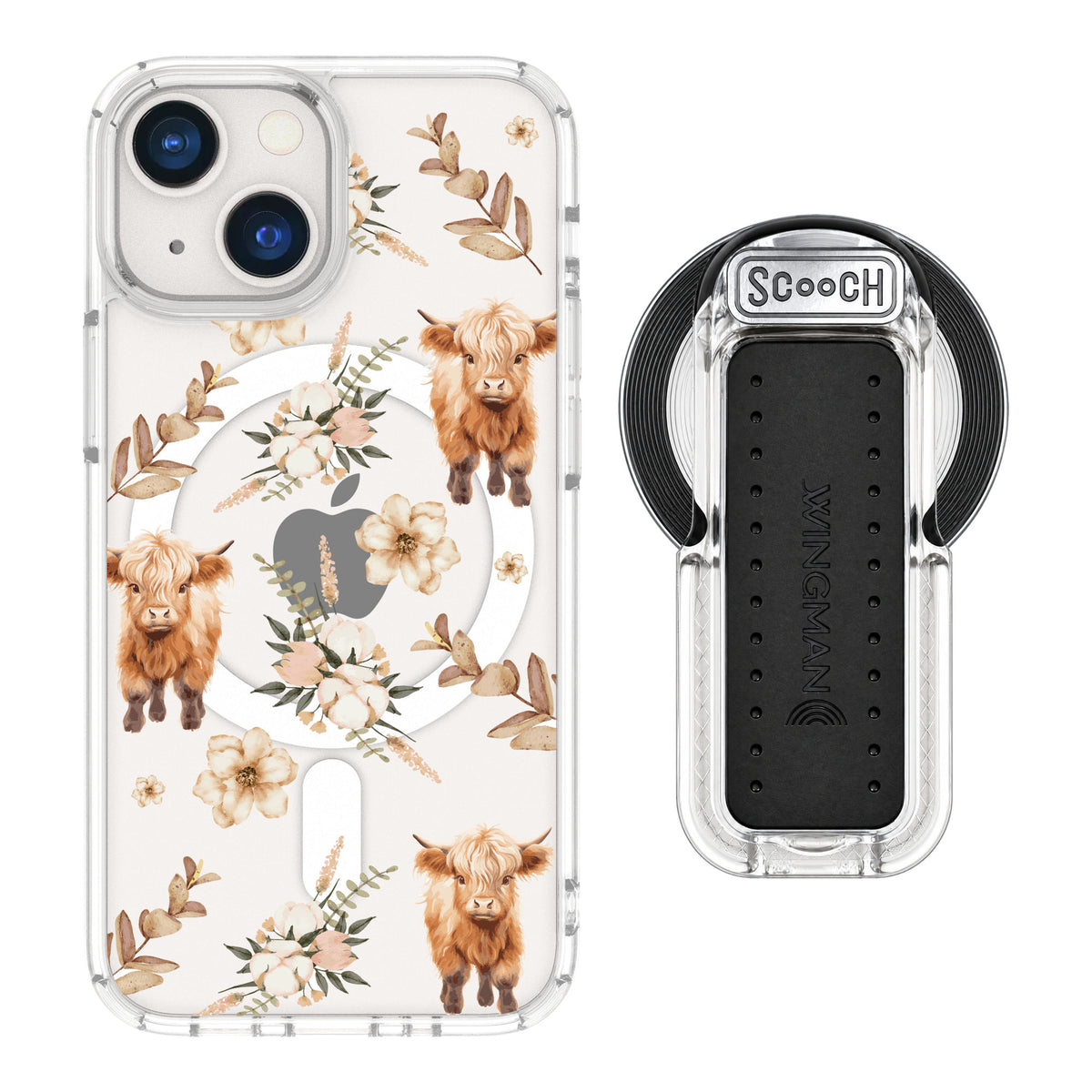 Scooch MagCase Baby Cow for iPhone 13 mini — MagSafe Wingback Bundle - Clear