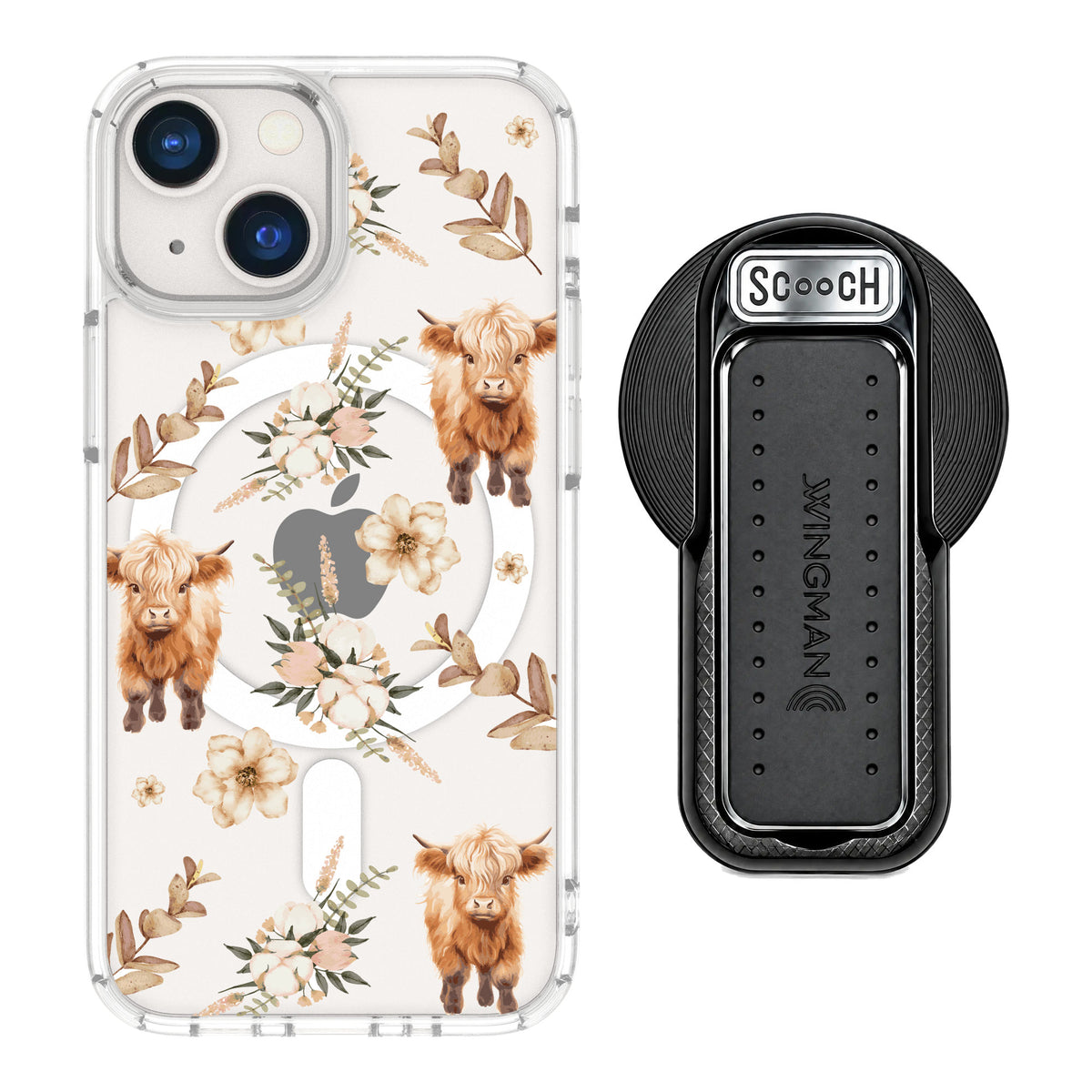 Scooch MagCase Baby Cow for iPhone 13 mini — MagSafe Wingback Bundle - Black