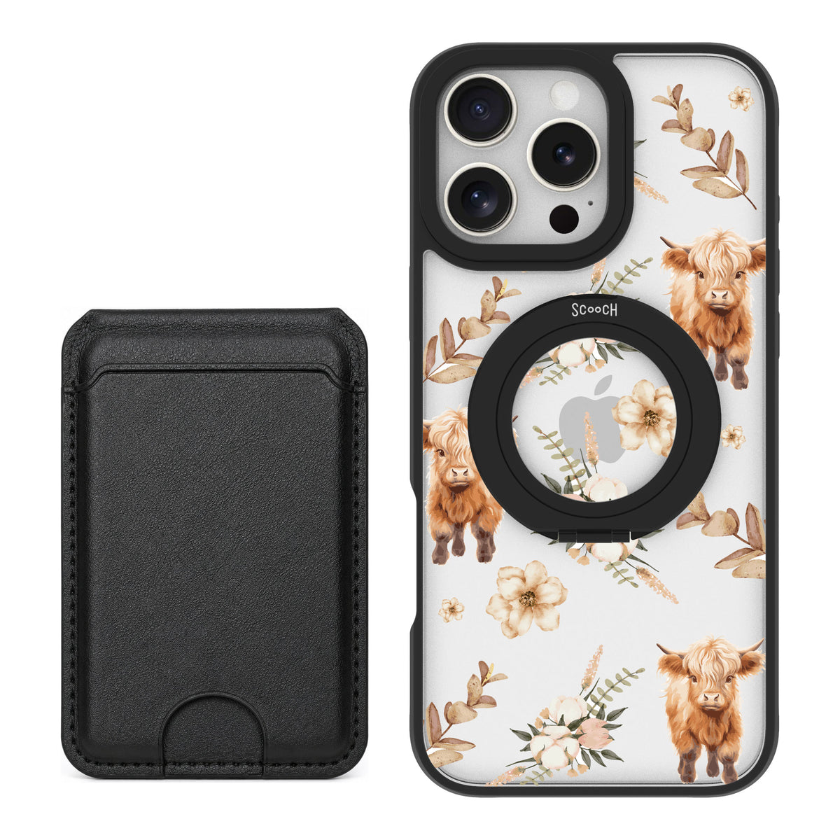 Scooch MagCase Baby Cow for iPhone 16 Pro Max — Black MagWallet Bundle