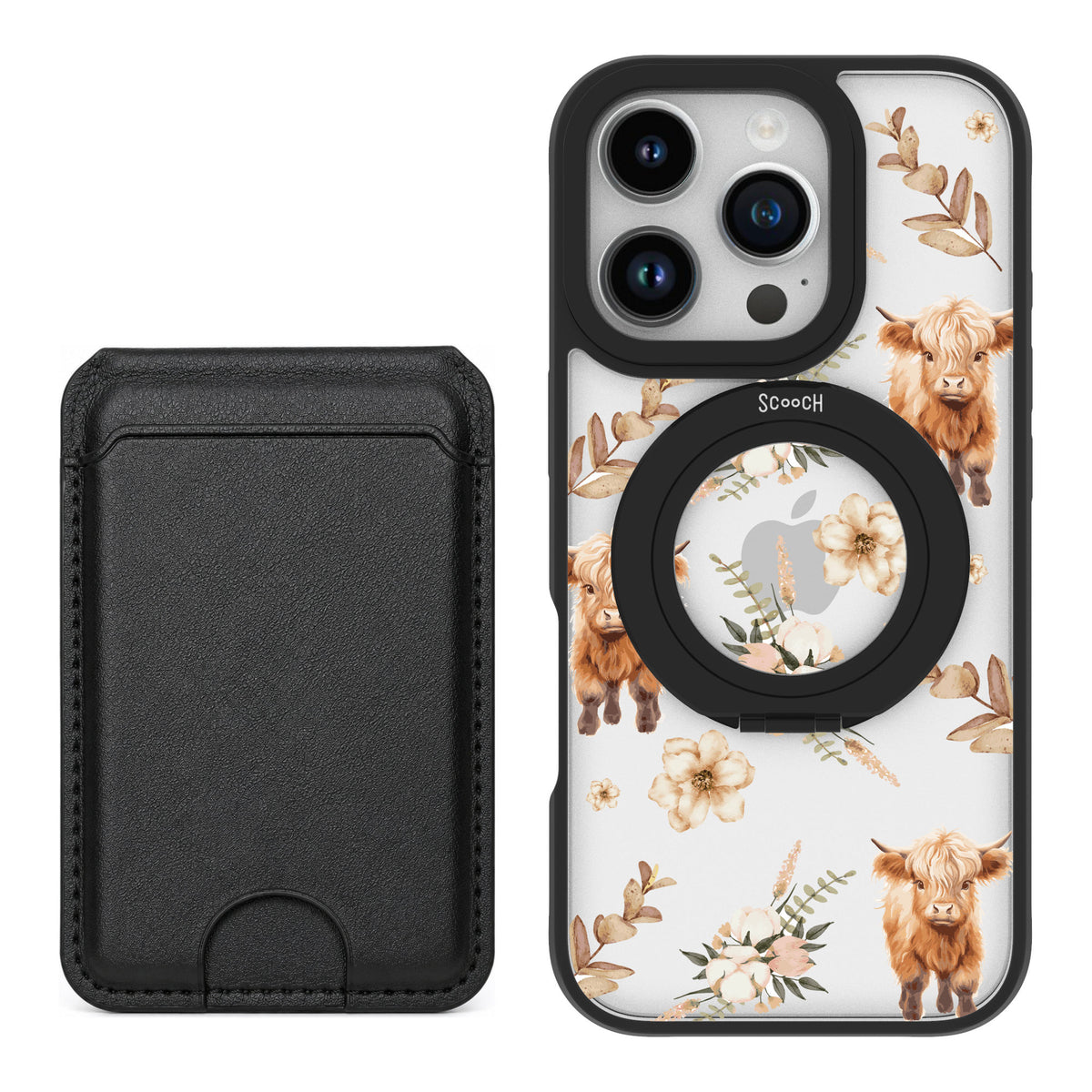 Scooch MagCase Baby Cow for iPhone 16 Pro — Black MagWallet Bundle