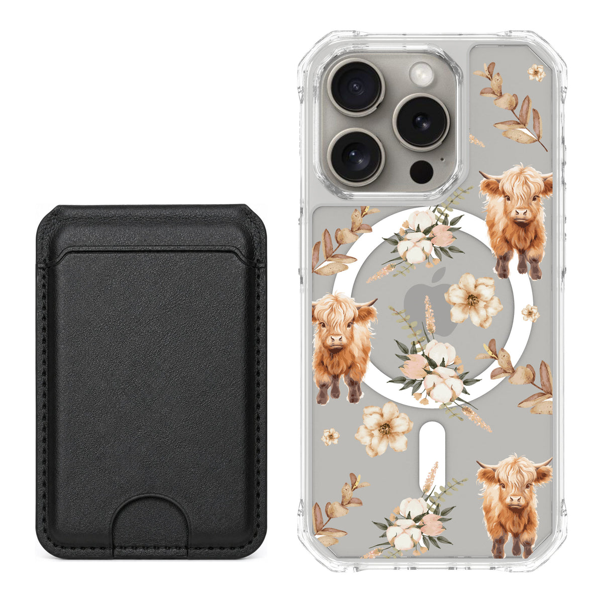 Scooch MagCase Baby Cow for iPhone 15 Pro — Black MagWallet Bundle