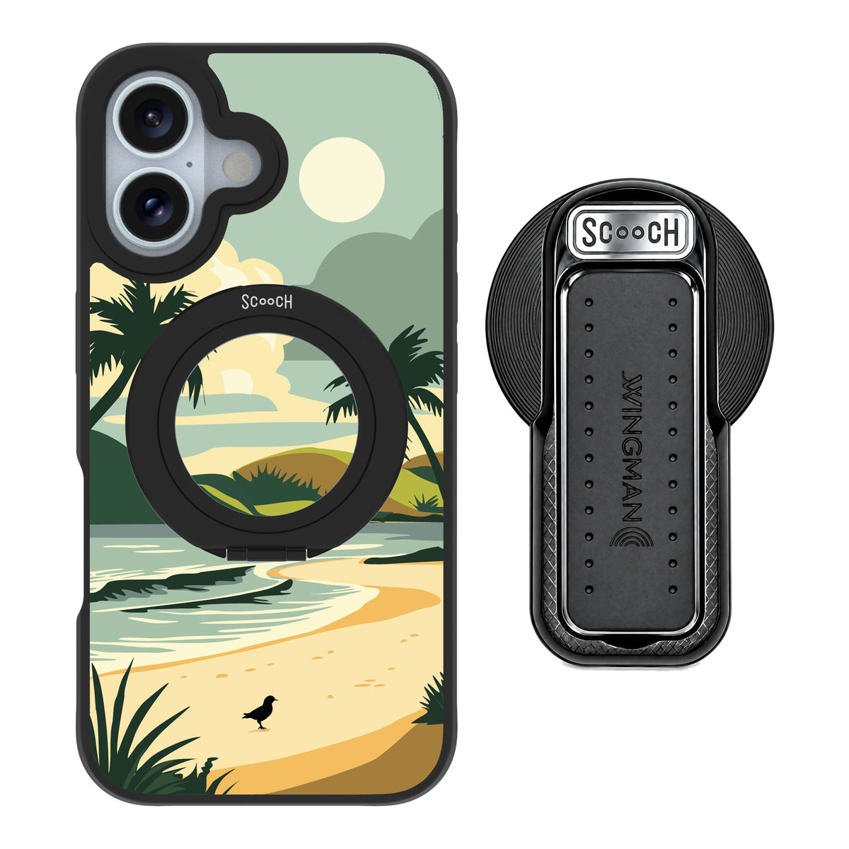 Scooch MagCase Paradise Cove for iPhone 16 — MagSafe Wingback Bundle - Black
