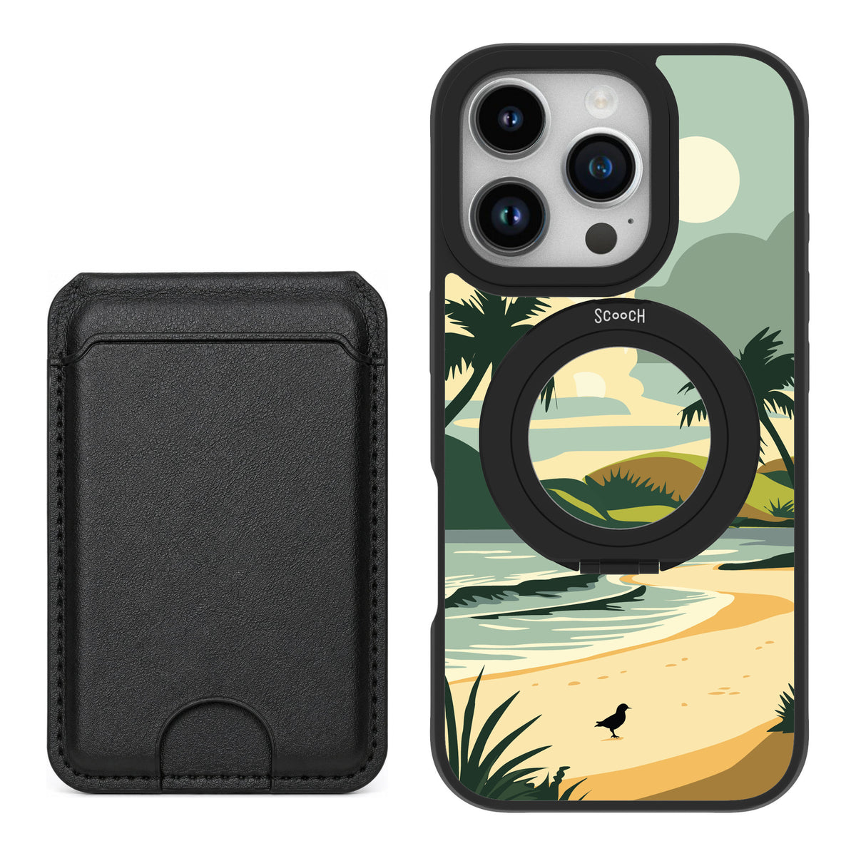 Scooch MagCase Paradise Cove for iPhone 16 Pro — Black MagWallet Bundle