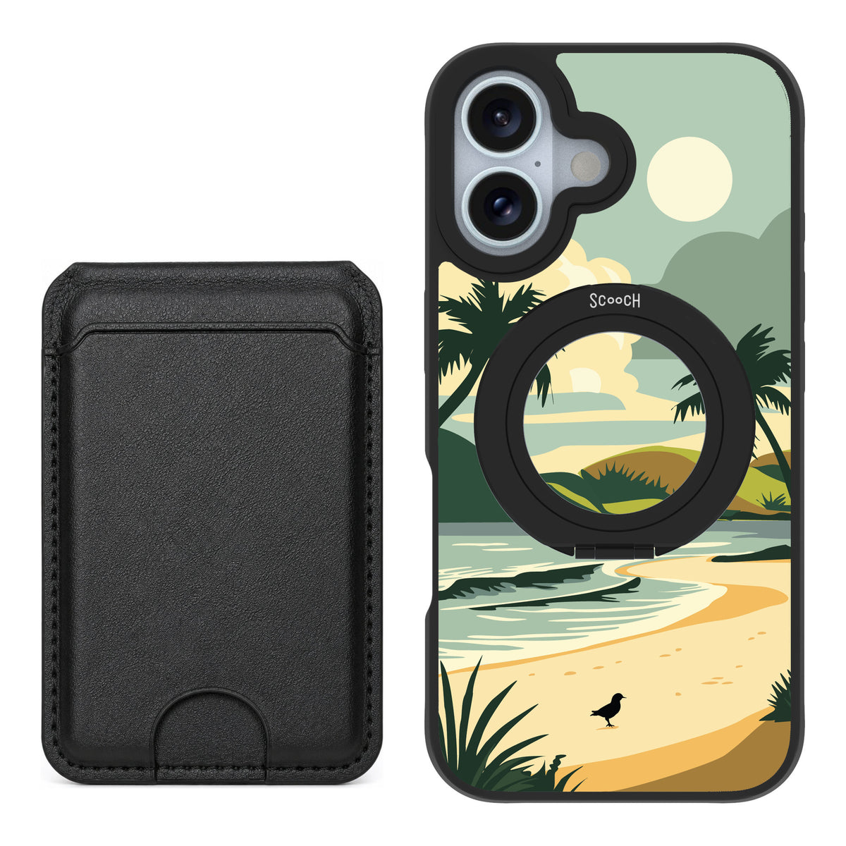 Scooch MagCase Paradise Cove for iPhone 16 — Black MagWallet Bundle