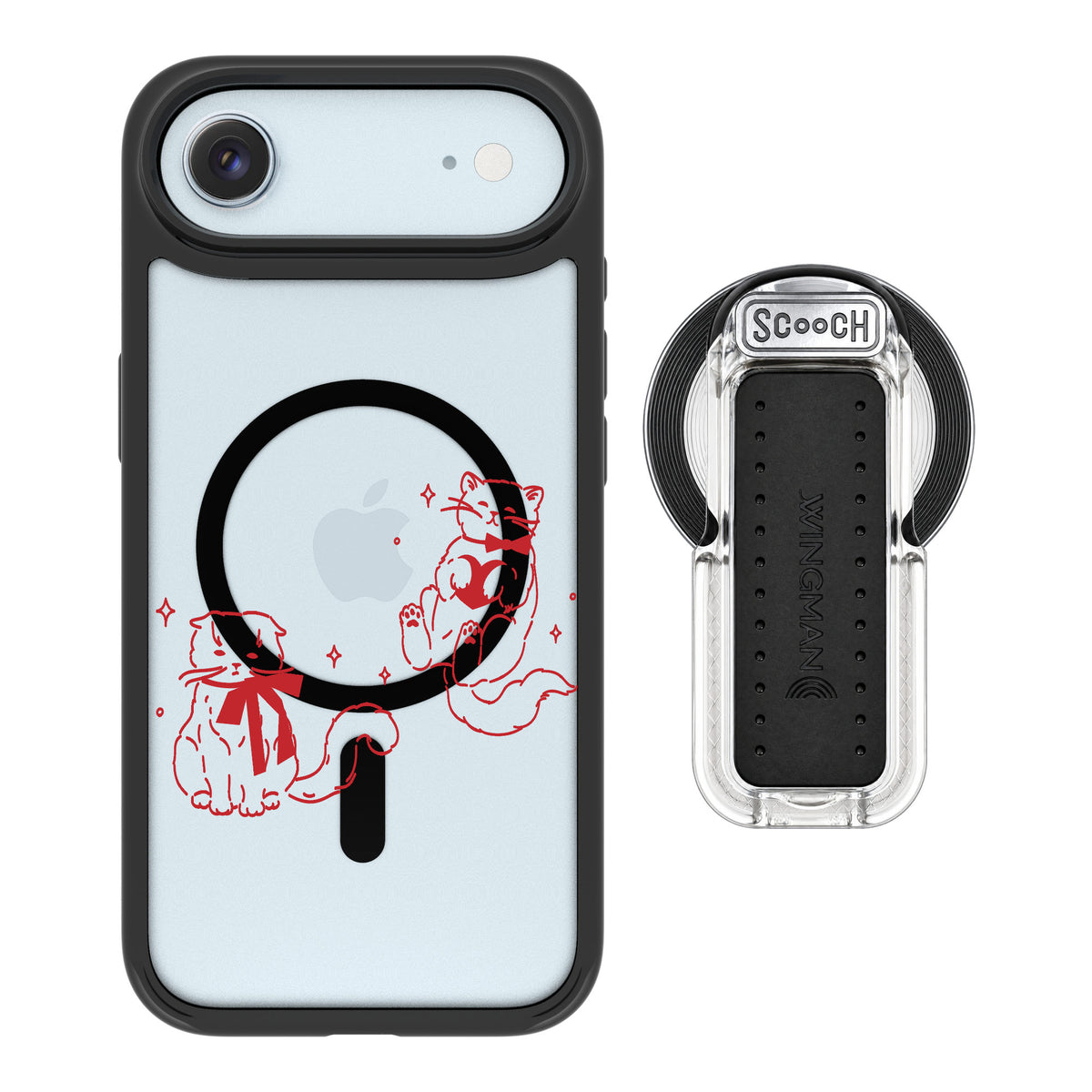 Scooch MagCase Cupid's Cats for iPhone Air — MagSafe Wingback Bundle - Clear