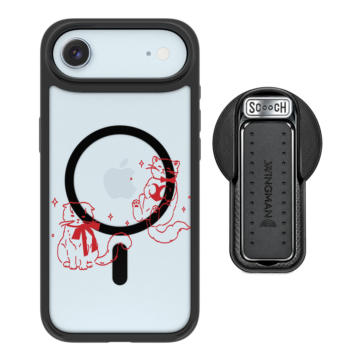 Scooch MagCase Cupid's Cats for iPhone Air — MagSafe Wingback Bundle - Black