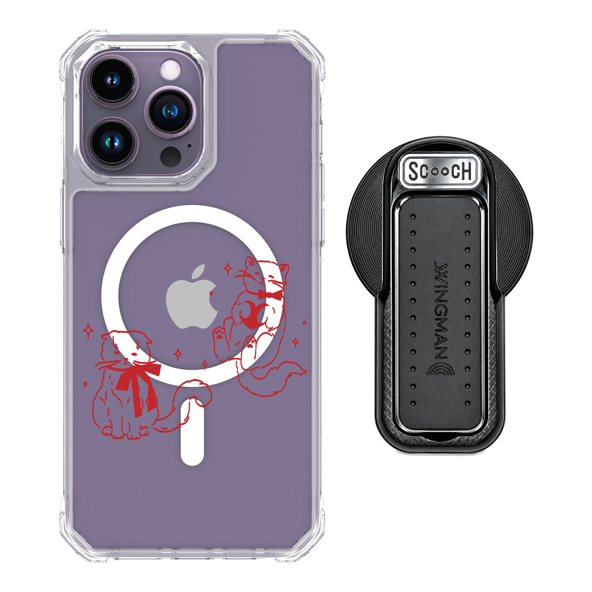 Scooch MagCase Cupid's Cats for iPhone 14 Pro Max — MagSafe Wingback Bundle - Black