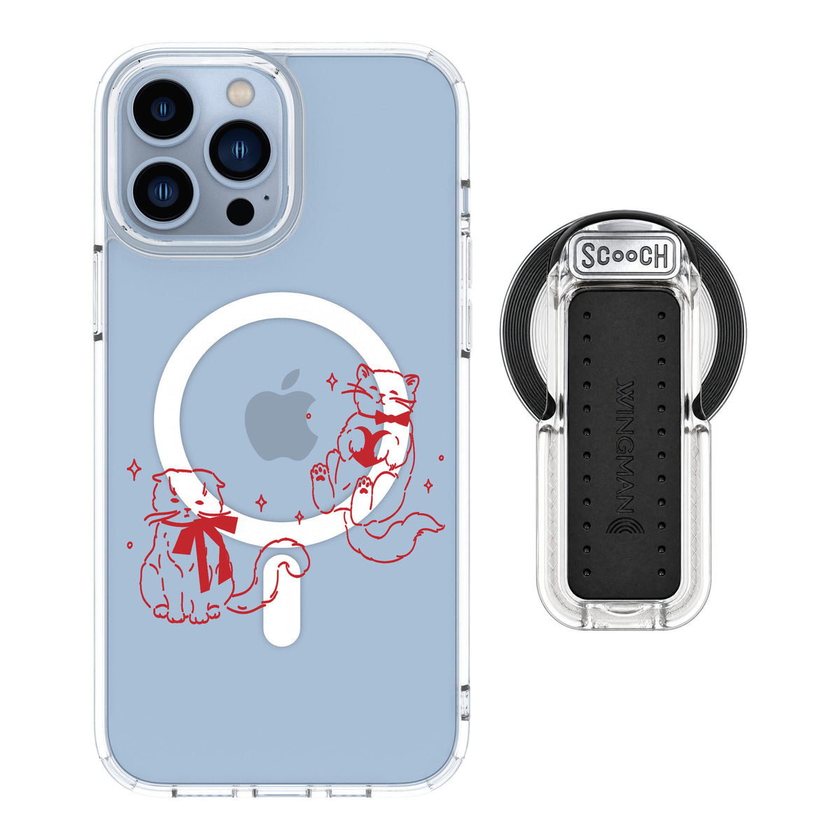 Scooch MagCase Cupid's Cats for iPhone 13 Pro Max — MagSafe Wingback Bundle - Clear
