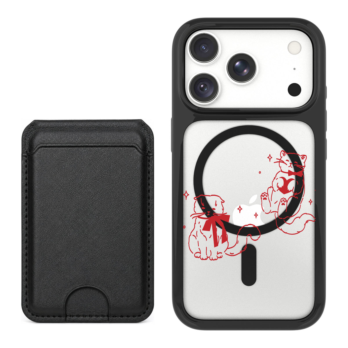 Scooch MagCase Cupid's Cats for iPhone 18 Pro Max — Black MagWallet Bundle
