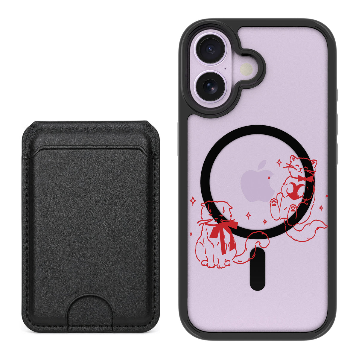 Scooch MagCase Cupid's Cats for iPhone 17 — Black MagWallet Bundle